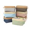 Solid Color Linen Basket Two-Tone Storage Organizer for Laundry Cosmetic