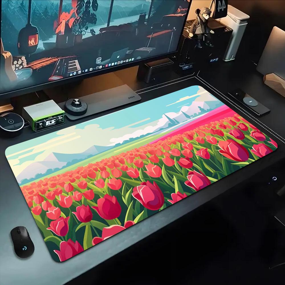 

anime tulip field Mouse Pad 500X1000 mm Large Gaming Mousepad Gamer XL Rubber Otaku Keyboard Pad Laptop Desk Mat 600x300x2mm