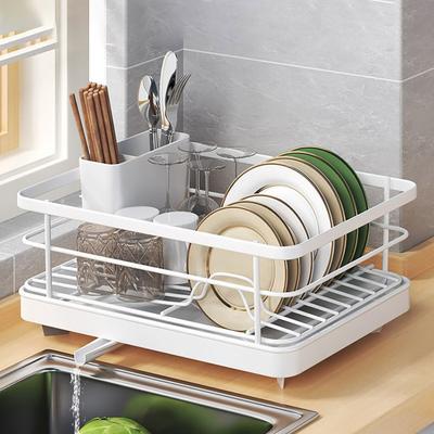Scolapiatti Grande capacità Design antiscivolo Stabile Scarico automatico Facile da installare Scolapiatti da cucina salvaspazio con portaposate