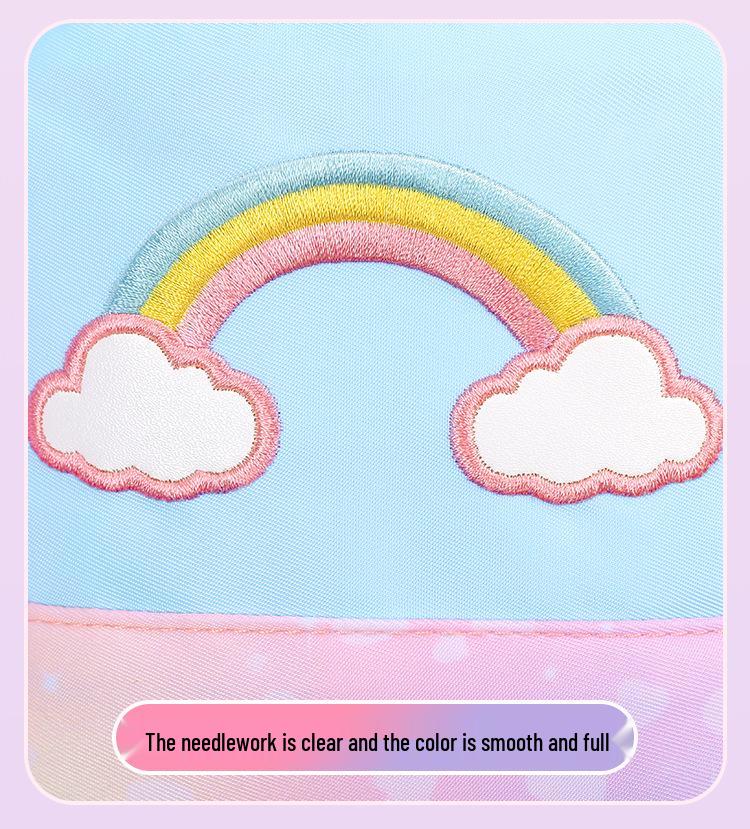 Primary School Rainbow Backpack for Girls - Cute, Large Capacity, Side-Opening