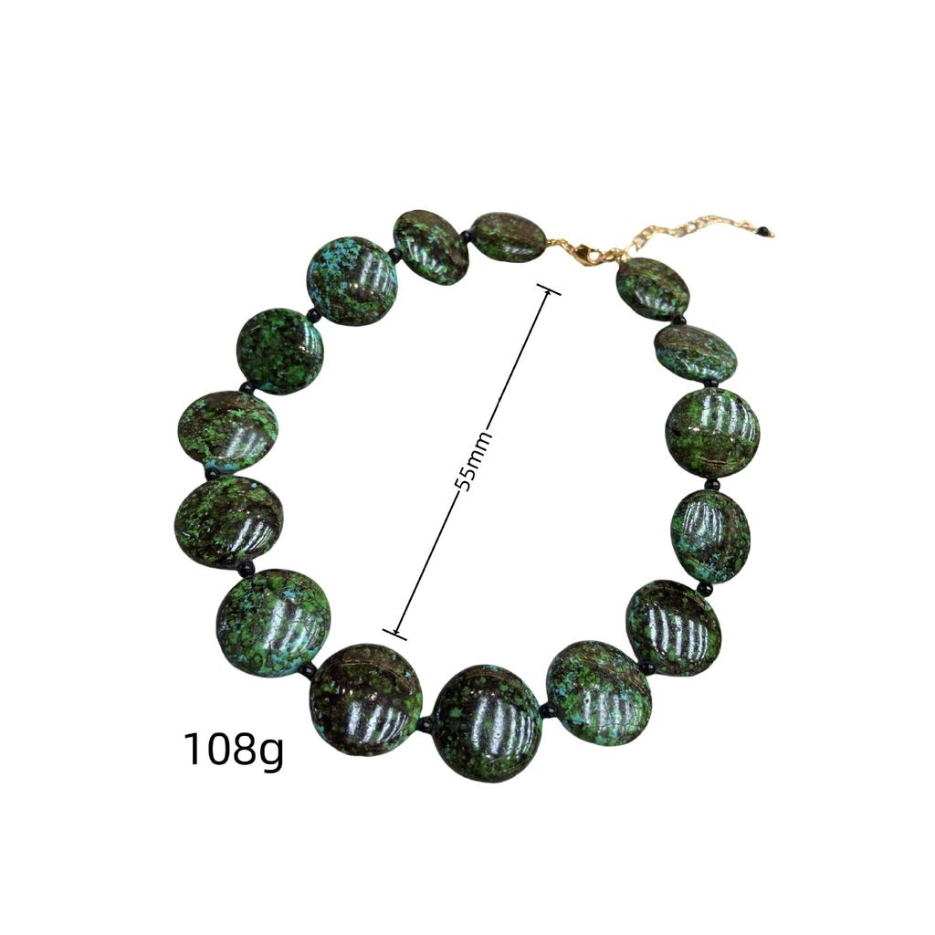 Fashion Retro Natural Turquoise Beaded Necklace Bracelet Women'S Niche Versatile Antique Sweater Chain Bracelet Jewelry
