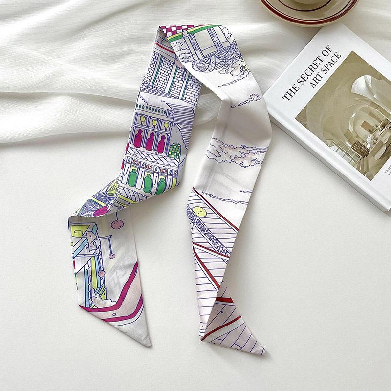 New Luxury Brand Model Small Silk Scarf Women Hair Band Bag Handbag Handle Ribbon Scarf Band Neck Scarves Neckerchief