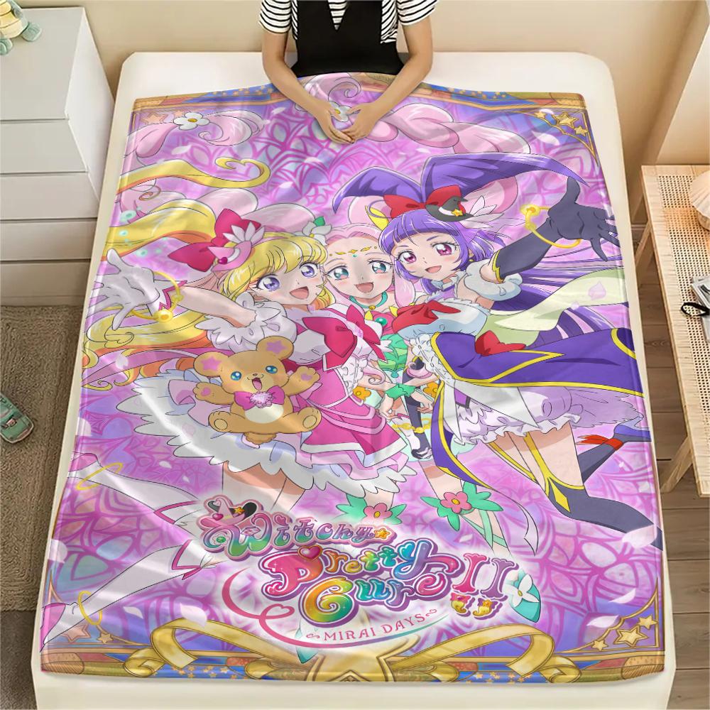 Pretty Cure All Characters pattern Flannel Blanket, High quality Comfortable for All Seasons, Home Decor, Warmth and Comfort, Perfect for Gifts.