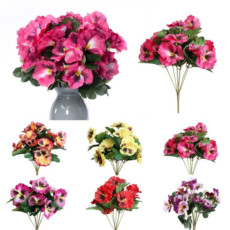 Artificial Silk Pansy Fake Flowers Butterfly Orchid Bunch Wedding Home Decor