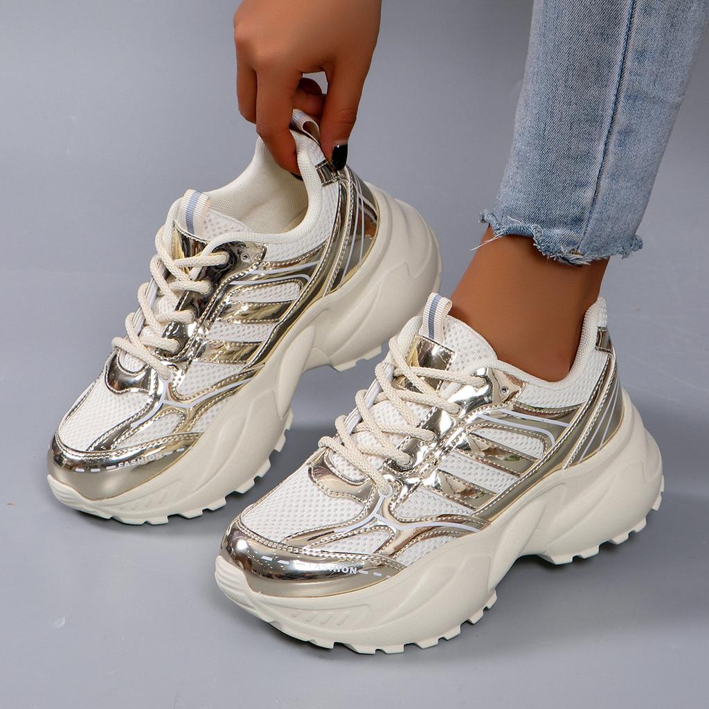 Neue atmungsaktive und bequeme Low-Top-Sportschuhe und Freizeitschuhe mit farblich passenden Schnürsenkeln, modisch grünes Set, Damenschuhe, Dad-Schuhe