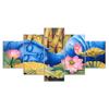 Lying Buddha Flower Scenery 5 Piece Canvas Wall Art Five Panel Print Modern Art Poster Home Decor Picture Gift For Him For Her