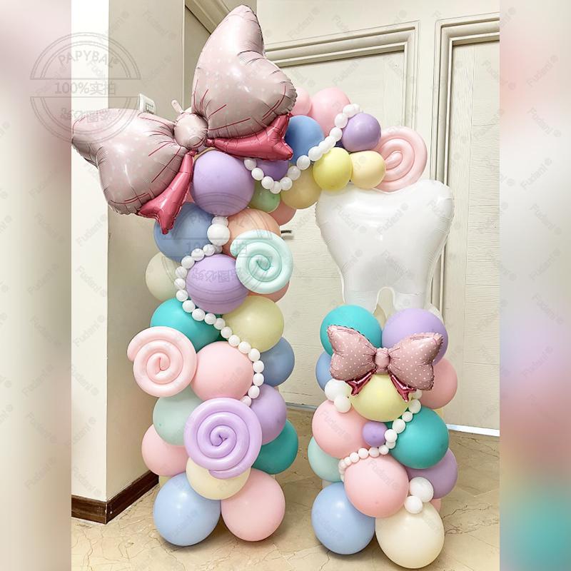 Teeth Shaped Balloon Dental Students Teeth Themed Party Decor Bow Foil Balloon Dental Graduation Birthday Party Decoration Prop