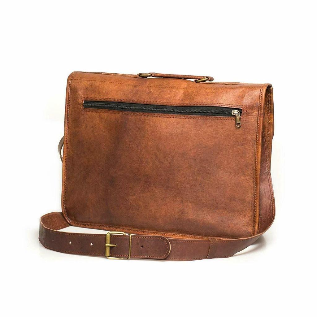 Men's Genuine Vintage Brown Leather Messenger Bag Shoulder Laptop Bag Briefcase