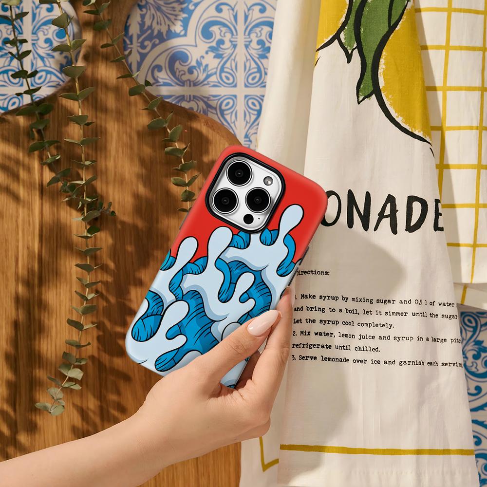 Red Blue Swirl Phone Case for IPhone 17AIR 16E 16 15 14 13 12 11 17 Pro Max Plus Double-layer Back Cover