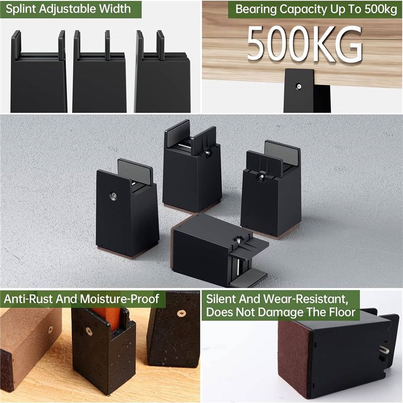 Good-Bed Risers, 4 Inch Adjustable Desk Riser Blocks With Screw Clamp 4 Pack Heavy Duty Chair Raisers Fits 0-2 Inch Widths Durab