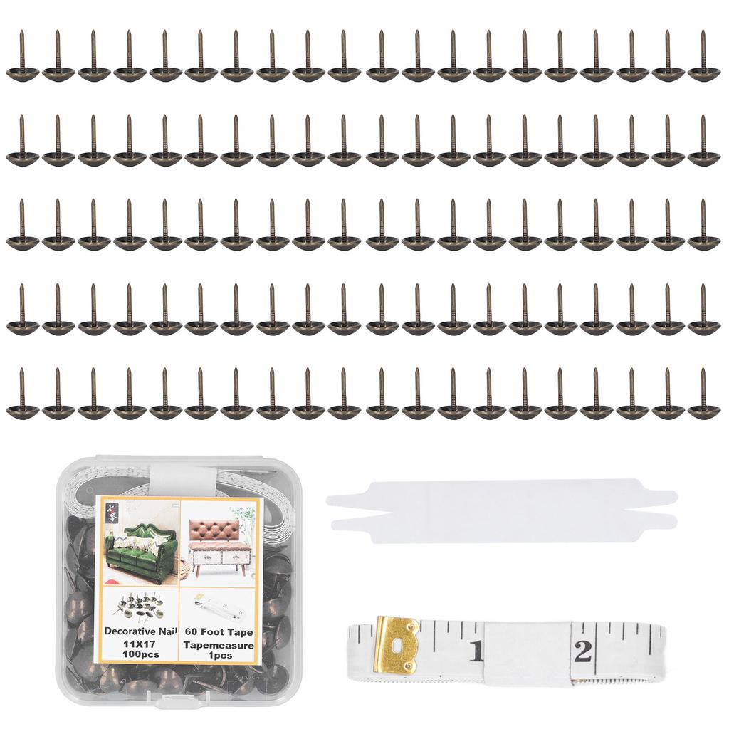 100 Adet Mobilya Dekoratif Çivi Karbon Çelik Antika Kanepe Yatak Dekoratif Çivisi Mezura ile