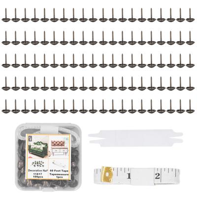 100 Pcs Furniture Decorative Nail Carbon Steel Antique Sofa Bed Decorative Tack with Tape Measure