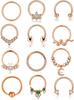 Edelstahl offener Nasenring-Set mit Zirkonia Ohrringen und Nasenpiercing Zubehör