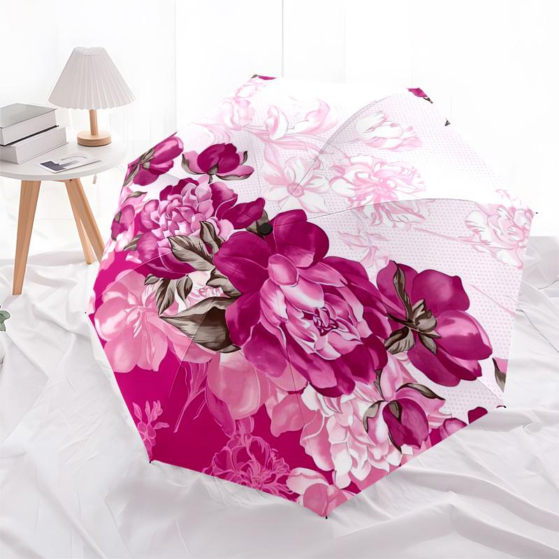1pc Floral Pattern Design Umbrella with Plastic Handle,Suitable for All Seasons Umbrellaptys26069