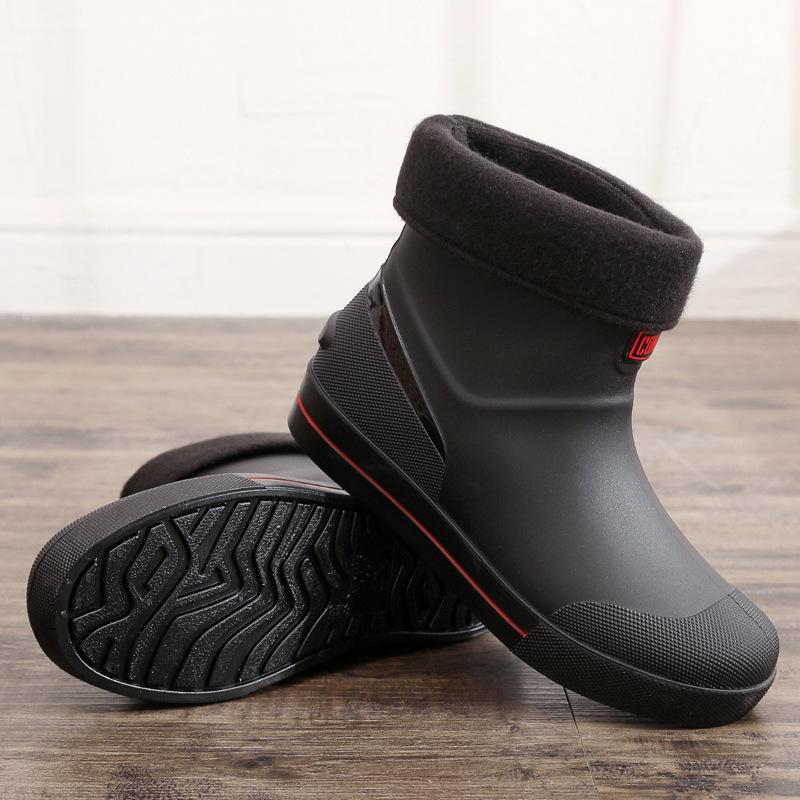 [One piece] Rain shoes men's short and medium non-slip waterproof shoes outdoor water boots warm fishing rain boots rubber shoes