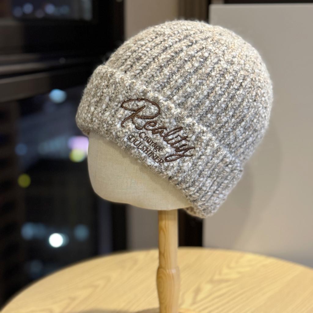 New Knitted Hat for Women Ins Autumn and Winter Letter Versatile Korean Style High Elastic Pullover Street Youth Wool Cold Hat