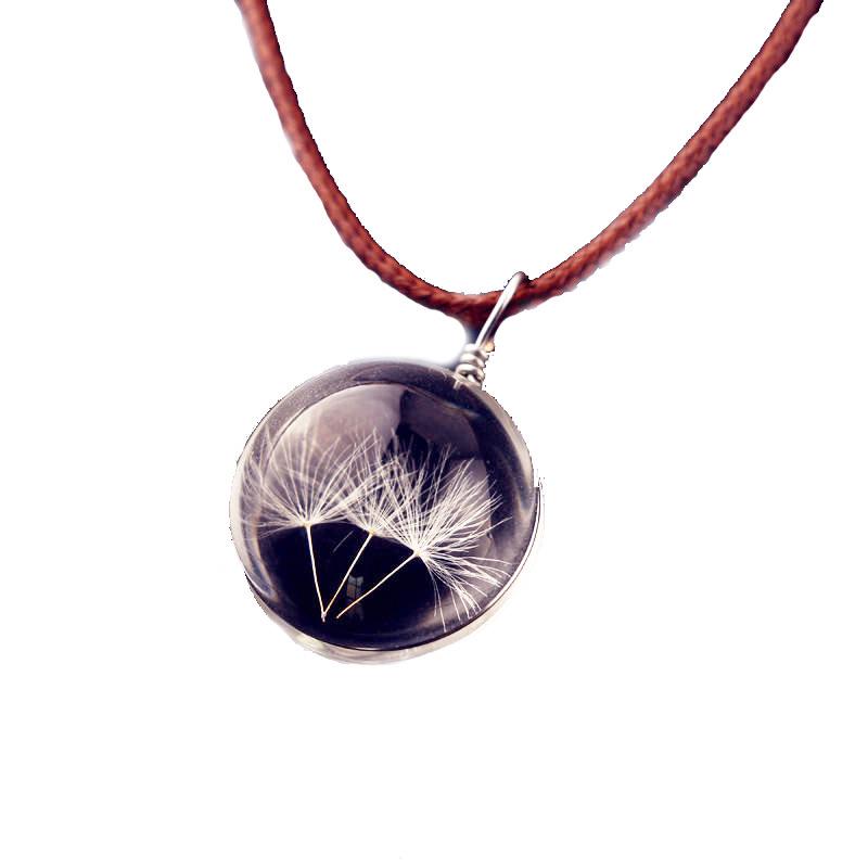 Collar Colgante Bola de Cristal Gema del Tiempo del Diente de León