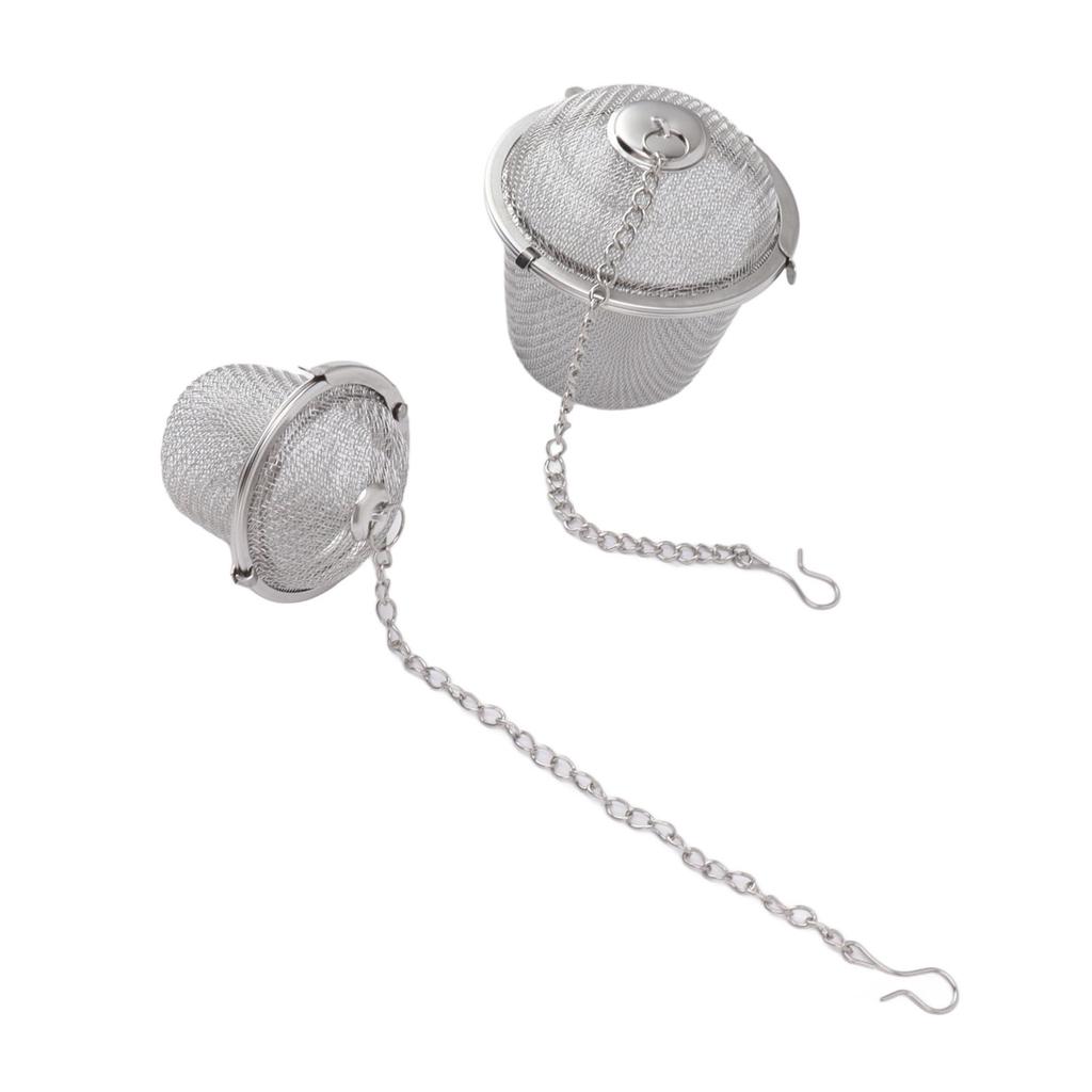 2pcs Mesh Tea Ball Stainless Steel Tea Strainer with Long Hook Chain for Spice Soup Tea Herbs Diameter: 4.5cm 1.8in+