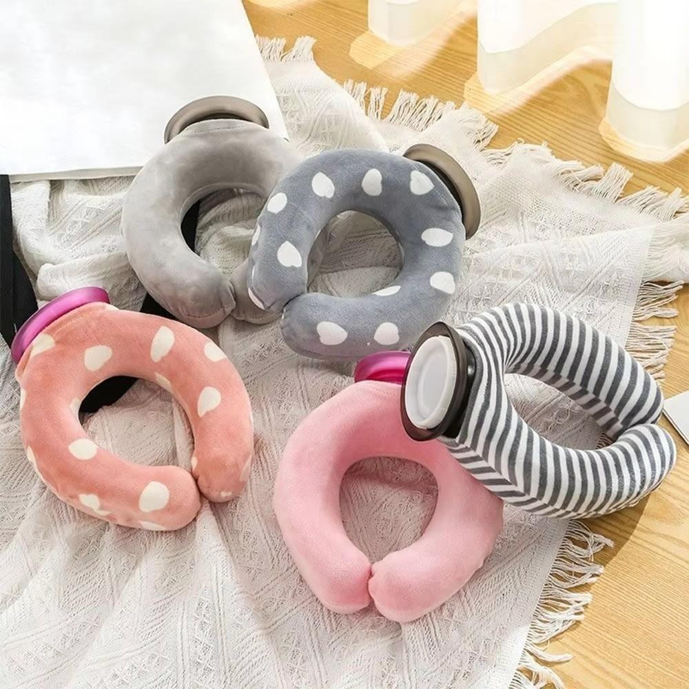 PVC Neck Hot Water Bag Reusable U-shaped Icy Cooling Neck Bag Knitted Cover Neck-hanging Neck Support for Home&Office Use