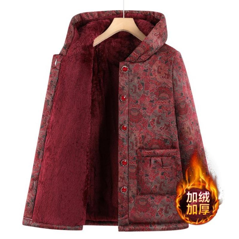 Winter Padded Jacket Hooded Padded Jacket Women's Jacket Piled and Thickened Old Lady Winter Padded Jacket