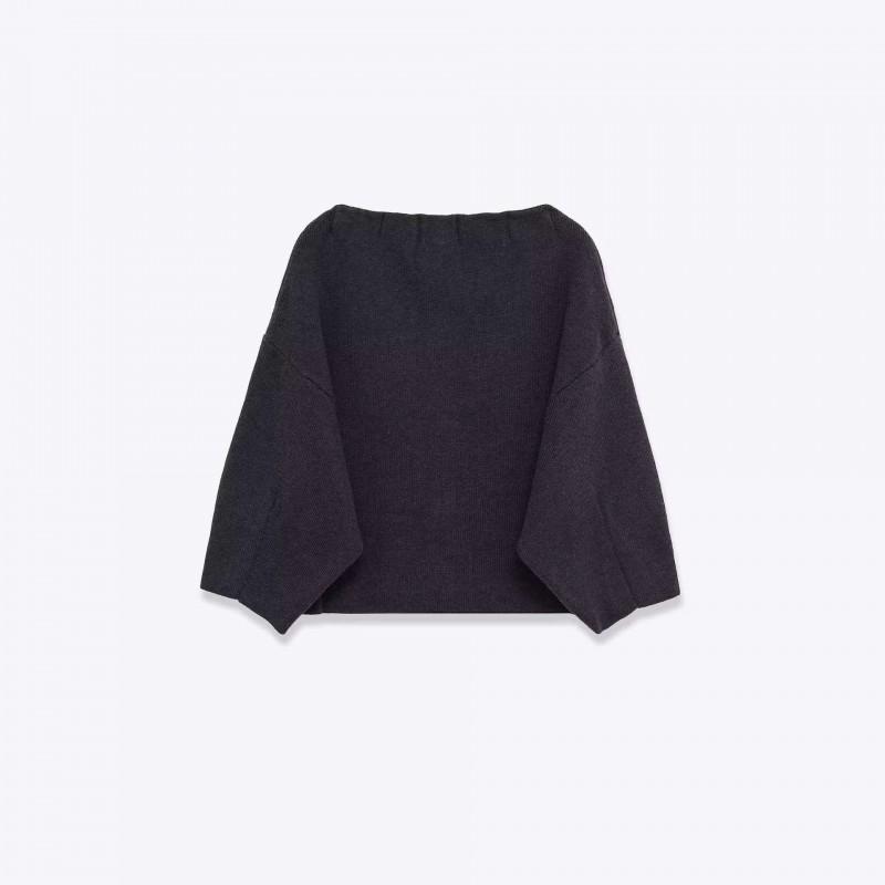 ZA Womens Dark Gray Round Neck Single-Breasted Knit Cardigan 2025 Fall
