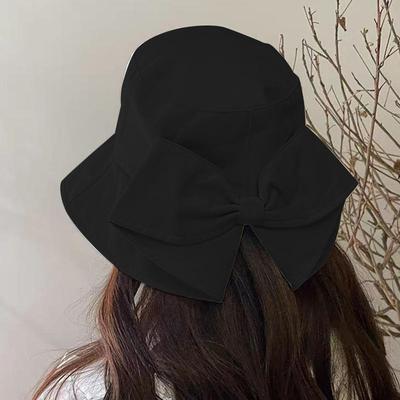 Women Fisherman Hat Bowknot Bucket Hats High Quality Summer Hat Sunbonnet Caps Outdoor UV Barrier All-Match Solid Color Lady Cap