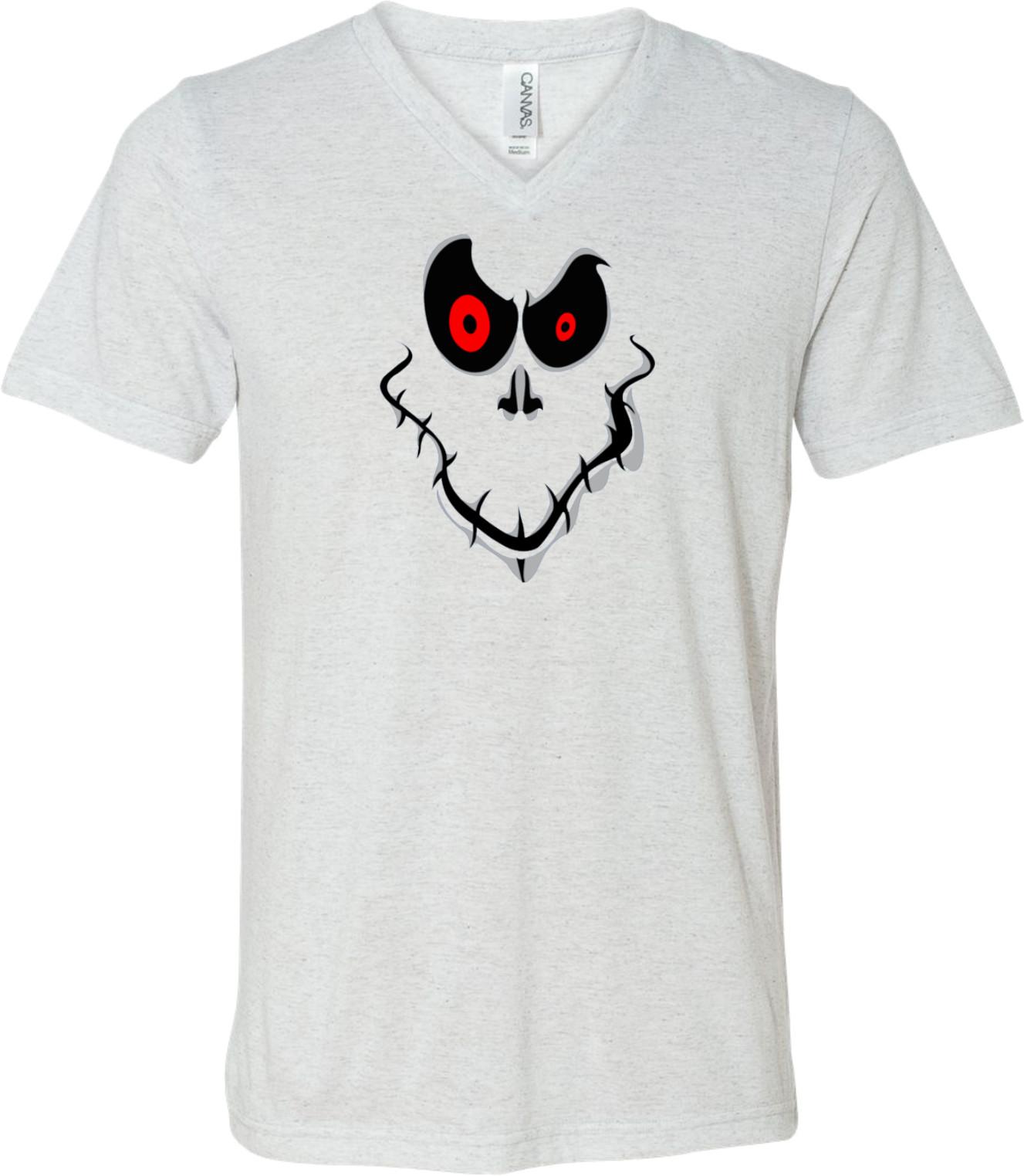 Halloween T-shirt Ghost Face Tri Blend V-Neck S