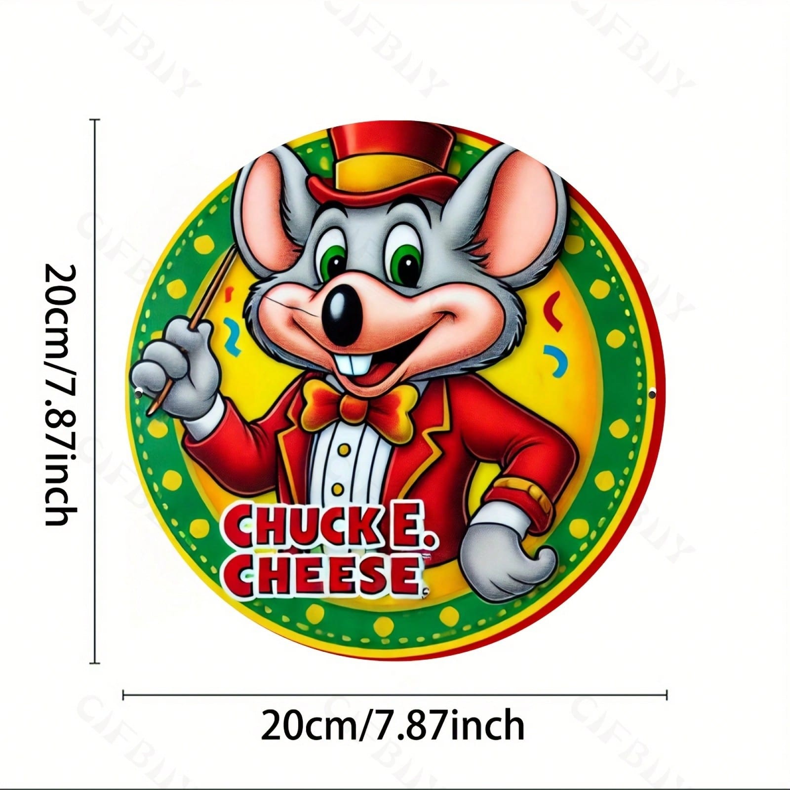 

Металлическая вывеска Chuck E Cheese Круглая алюминиевая настенная art Декор для дома, офиса, бара Подарок разноцветный