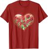 Red Rose Heart Garden Watercolor Graphic Tee Casual Cotton T-Shirt For Men