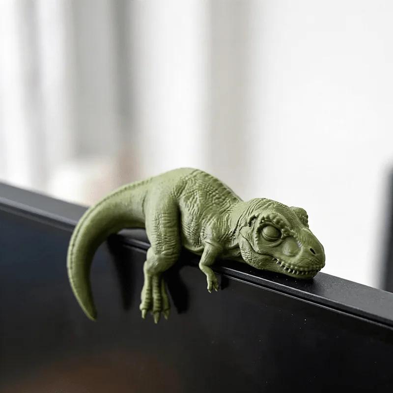 Sleeping T-Rex Monitor Topper 3D Printed Lazy Dinosaur Figurine Desk Shelf Decor Cute Dino Ornament Gift