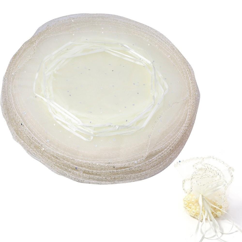 10Pcs Mesh Organza Drawstring Bag Tulle Fabric 26CM Gift Bags Round Shape Round Organza Bag