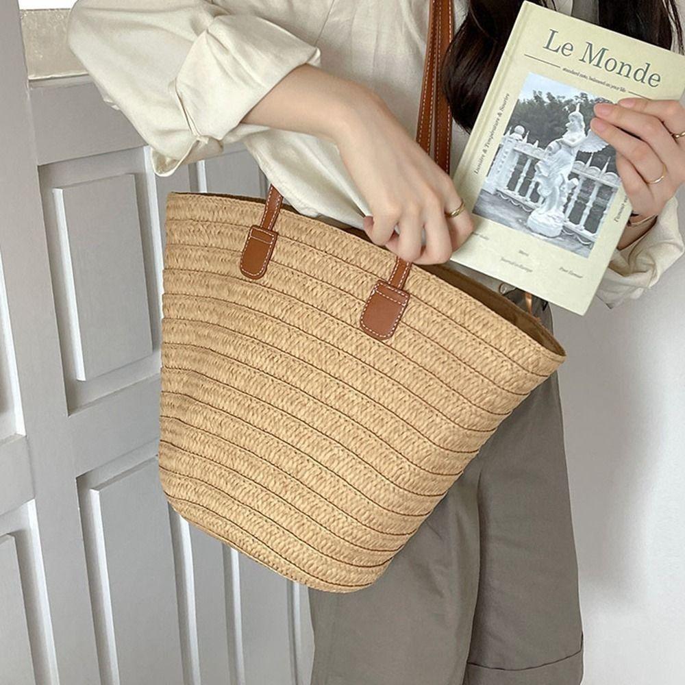 

Summer Straw Weave Bag Leisure Women s Tote Bag Fashion Basket Shoulder Bag Travel