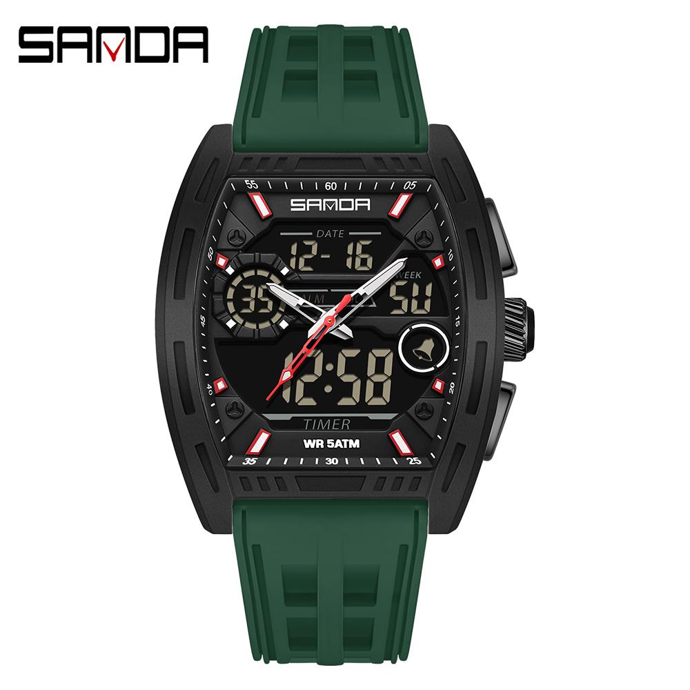 SANDA 6321 new electronic watch digital multifunctional fashion trend men's watch silicone waterproof alarm clock men's watch