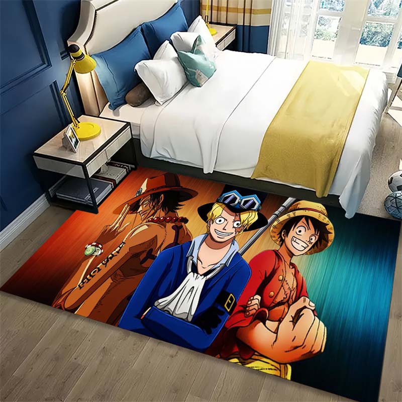 One Piece Anime Luffy Zoro Sanji Character Collage Area Rug Non Slip Floor Carpet Decor