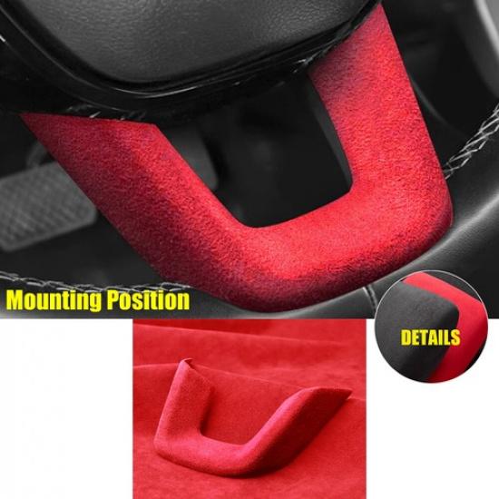 Steering Wheel Strip Panel Cover Trim 1* For Honda CR-V CRV -2024 Red Suede