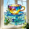 Apanhador de Sol de Quebra-Cabeça Acrílico Livresco, Ornamento de Pendurar na Janela Estilo Vitral, Colibri Floral Livro Kit DIY Apanhador de Sol para Decoração de Casa, Presente para