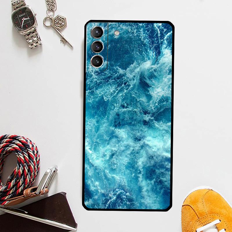 Blue Sea Ocean Waves Case For Samsung Galaxy S24 Ultra S20 S21 S22 S23 Plus S9 S10 S24 FE S25 Ultra Cover Coque