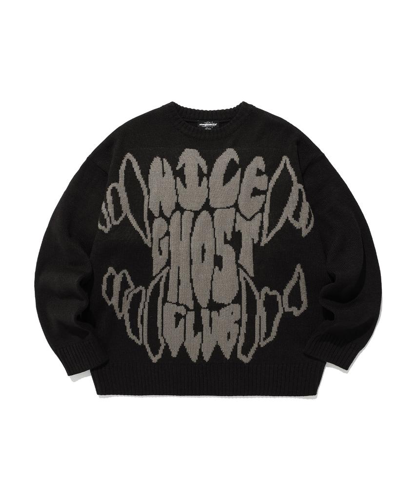 NICEGHOSTCLUB Monster Teeth Logo Knit_Black(Ng2Esuk600A)