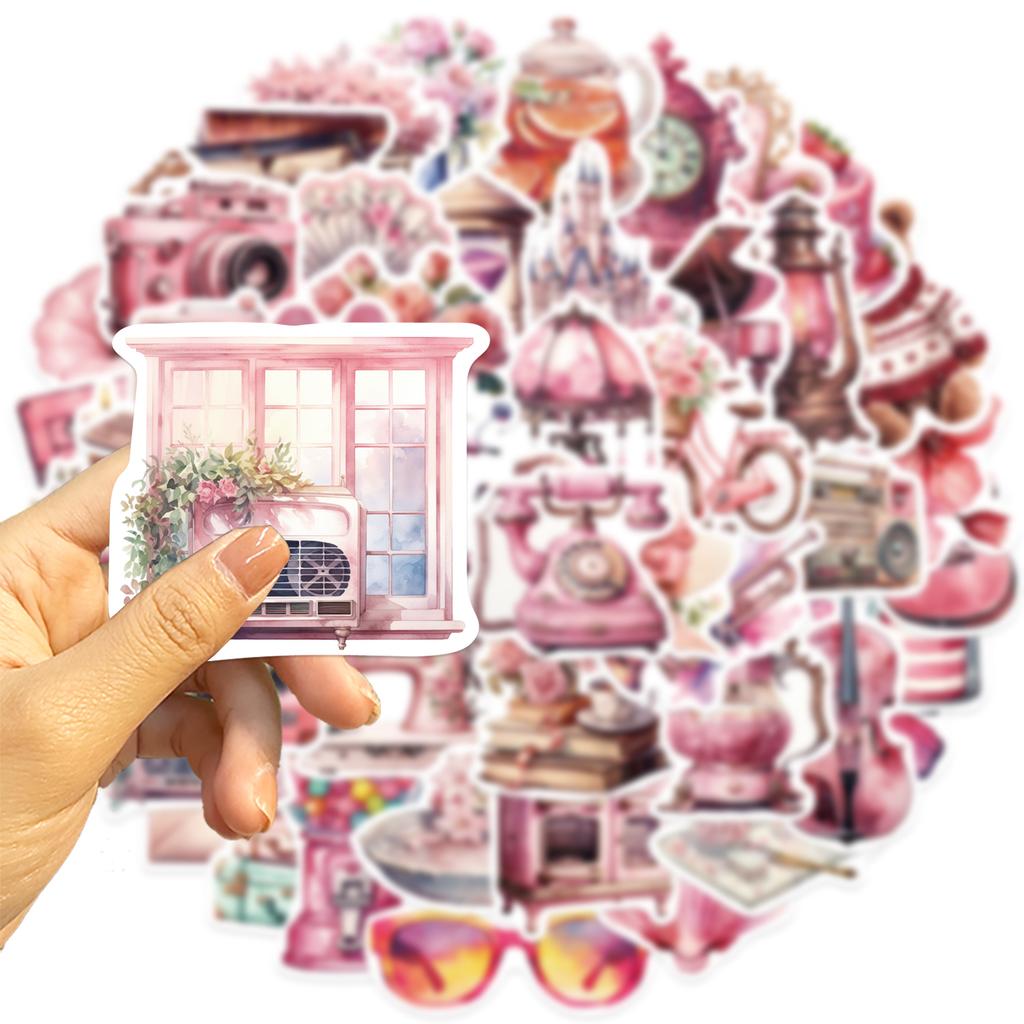 60PCS Cute Pink Girl Graffiti Stickers Aesthetic Decals for Water Bottles Laptop Scrapbook Phone Decoration Sticker Toys