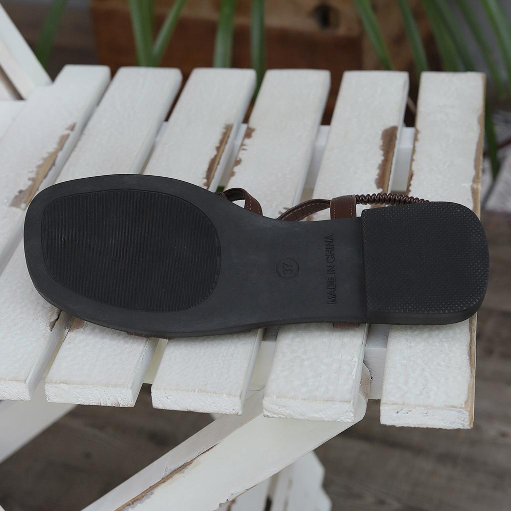 Women's Fashion Roman Gladiator Sandals Flat Cross-Strap Elastic Band Beach Sandals for Wide Feet Plus Size