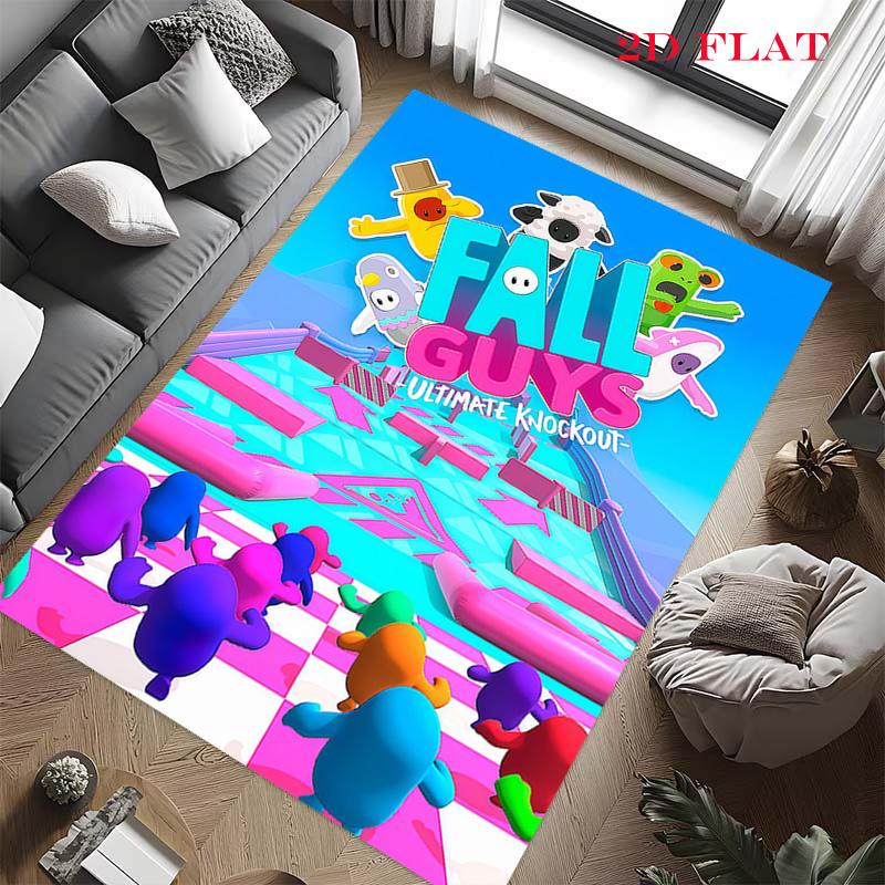 Fall Guys Teppich für Wohnzimmer Schlafzimmer Zuhause Sofadekoration, Rutschfeste Bodenmatte für Kinder