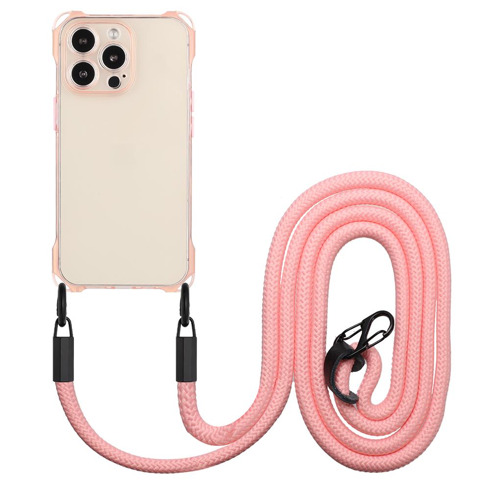 For iPhone 16 Pro TPU Case Four Corner Drop-Proof Back Cover with Long Strap
