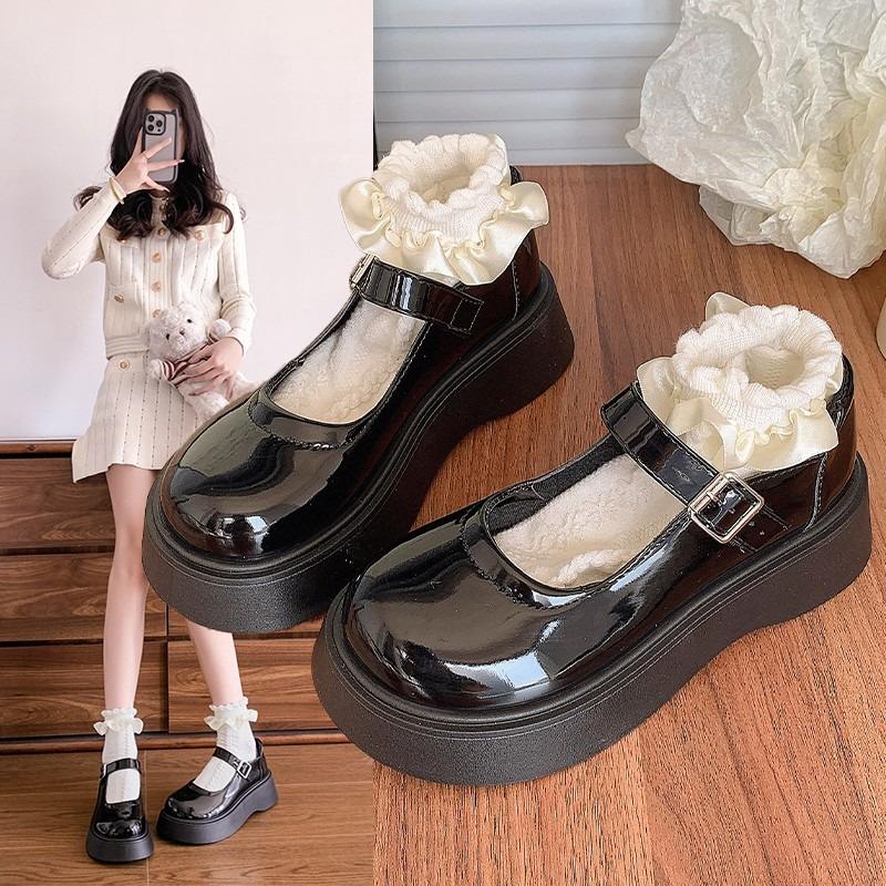 Fashion 2025Women's Fashion Thick Sole Single  Spring New Round Head Shallow Mouth Anti-slip Wear  Jane Shoes