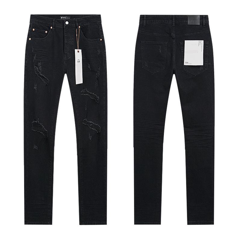 European and American Purple Slim Men's Trendy Light Luxury Elastic Jeans