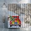 Christmas Shower Curtain Snowmen Bird Rural Wooden Fence Winter Holiday New Year Fabric Bathroom Curtains Farmhouse Decor Set