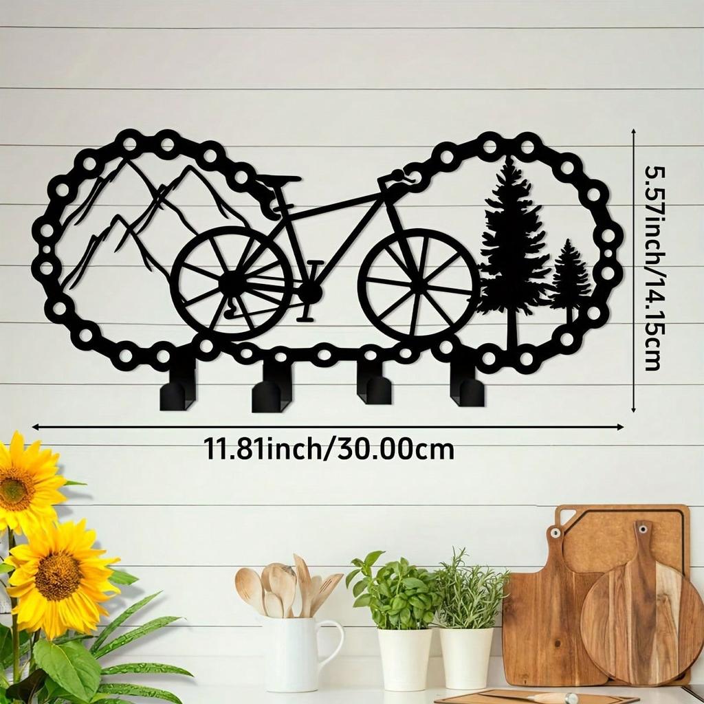 Heavy Duty Iron Bicycle Key Rack 11.8 Inch Wall Hook Bohemian Design Home Office Gift
