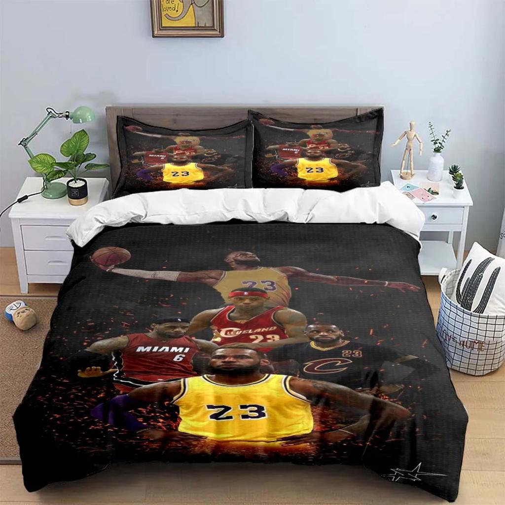 2025 Fashion Basketball Star A-LeBron J-James Printing Bedding Set Duvet Cover Comforter Bed  Youth Kids Girl Boys Birthday Gift