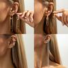 Korea Personality Irregular Geometry Long Chain Tassel Dangle Earrings for Women Temperament Fake Piercing Ear Bone Clip Jewelry