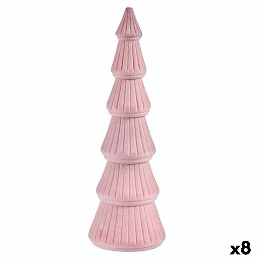 Christmas Tree Velvet Pink Wood 12 X 34.5 X 12 Cm (8 Units)