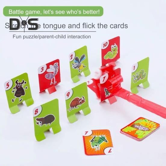 2/4 Sets Sticking-Out Tongue Frog Face Guard Toy Licking Animal Chameleon Lizard Tongue Game 2/4 Players Board Game Toddler Boys Girls Gift